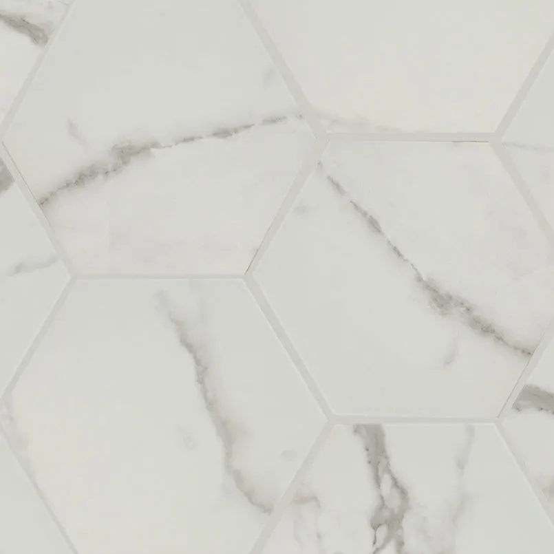 Hexley Marbello Hexagon Tile — marble-look porcelain & ceramic tile, available at The Tile Store, Fort Lauderdale
