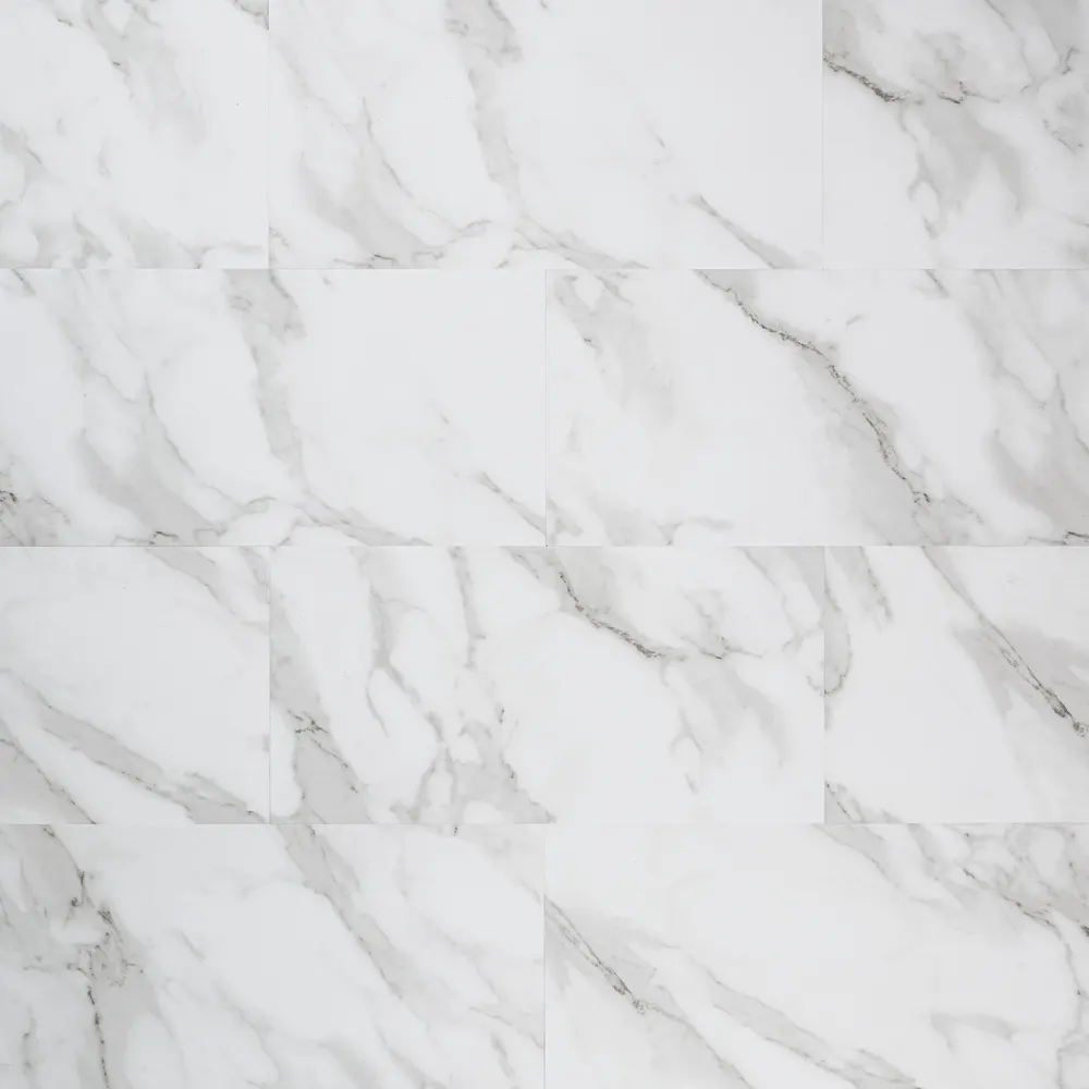 Trecento Calacatta Venosa Gold Luxury Vinyl Plank — marble-look luxury vinyl, available at The Tile Store, Fort Lauderdale