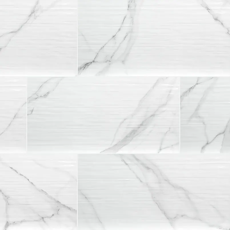 Dymo Statuary Stripe White Wall Tile — marble-look wall tile, available at The Tile Store, Fort Lauderdale