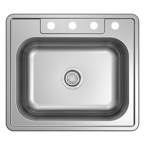 Almera 25 x 22 in. top-mount single bowl kitchen sink, 3 or 4 faucet holes