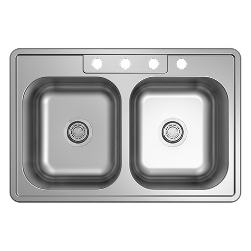 Almera 50/50 double bowl top-mount kitchen sink, 304 stainless steel