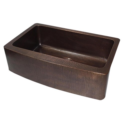 Andora 33 x 20 in. apron-front hammered copper kitchen sink, 14 gauge