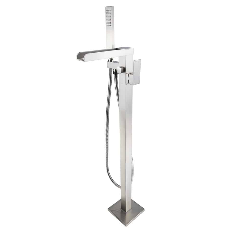 Aventine Floor-Mounted Waterfall Tub Filler with Hand Shower