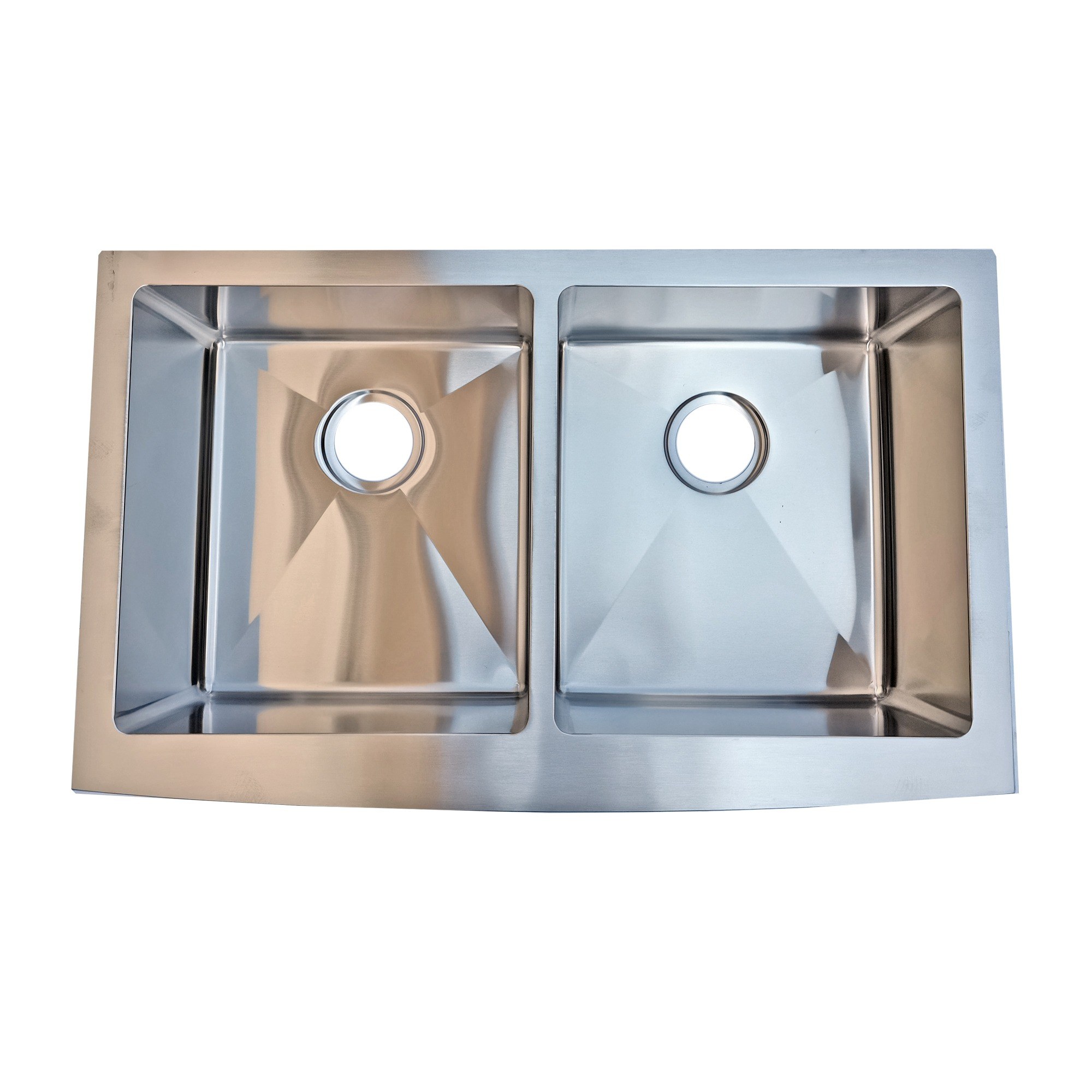 Calder 50/50 Double Bowl Apron Front Kitchen Sink — Micro Radius
