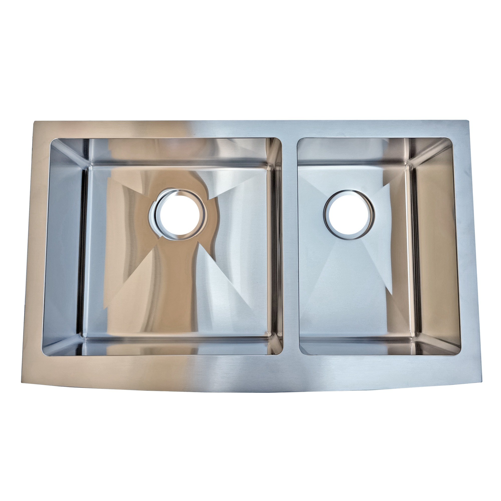 Calder 60/40 Double Bowl Apron Front Kitchen Sink — Micro Radius