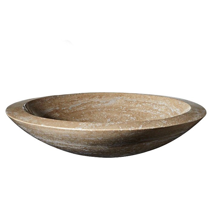 Alvera Polished Travertine Round Vessel Sink
