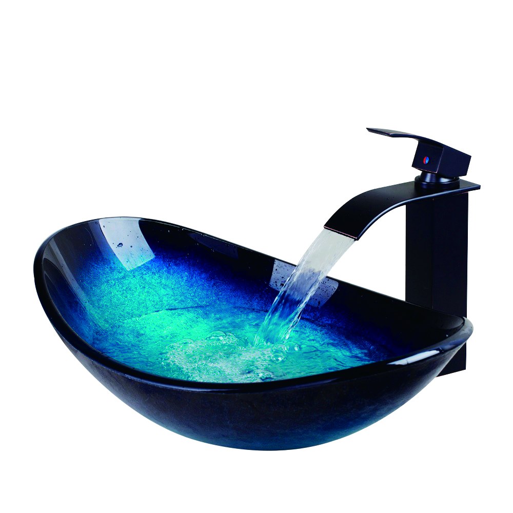 Kalindra Oval Tempered Glass Vessel Sink