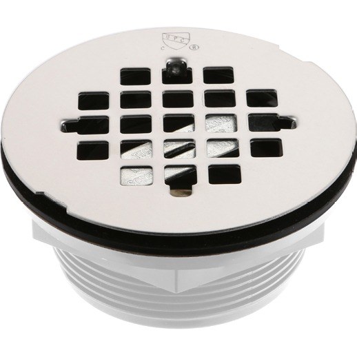 Round shower pan drain — 4 in.