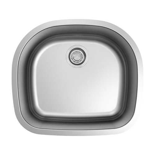 Marbella 23 x 21 in. single D-bowl undermount kitchen sink, 18 gauge stainless steel