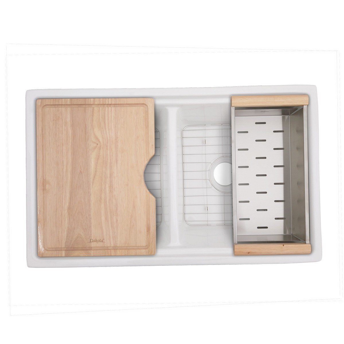 Palomera 33 x 20 in. Fireclay Farmhouse Workstation Sink — 50/50 Double Bowl