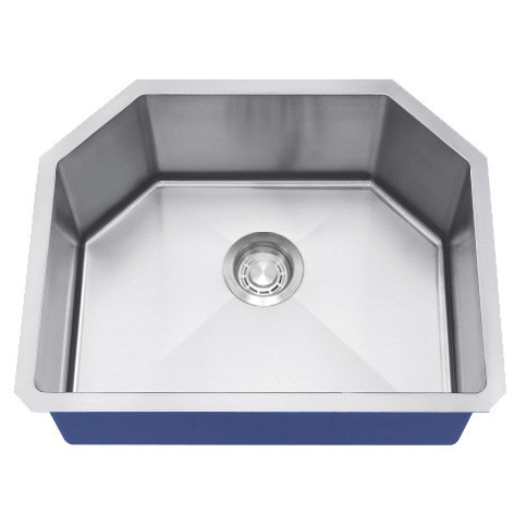 Rivano 23 x 21 in. single D-bowl undermount kitchen sink, 16 gauge stainless steel