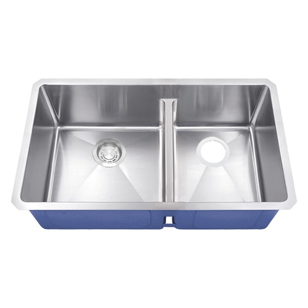 Rivano Undermount 60/40 Double Bowl Sink with Low Divide — Micro Radius
