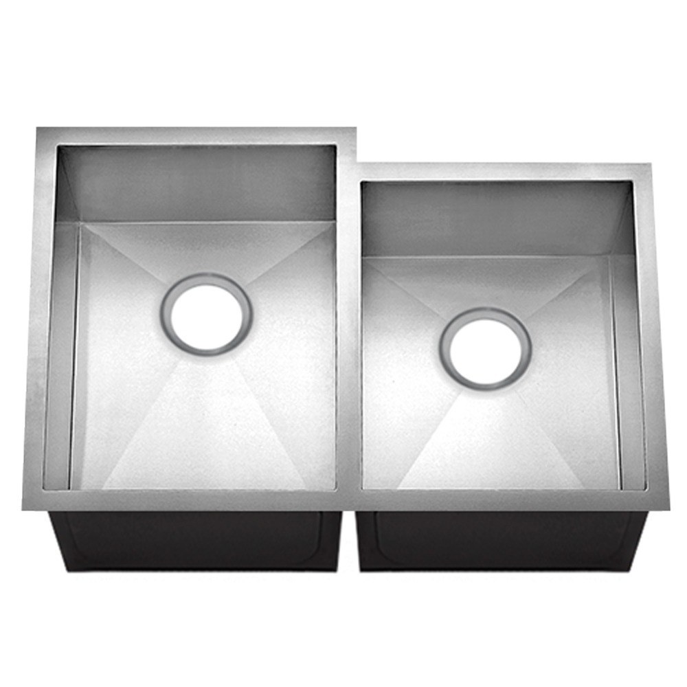 Solano 60/40 double bowl undermount kitchen sink, 18 gauge stainless steel, alternate bowl layout