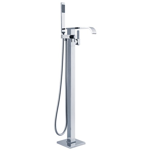 Ulvara Floor-Mounted Square Tub Filler with Hand Shower