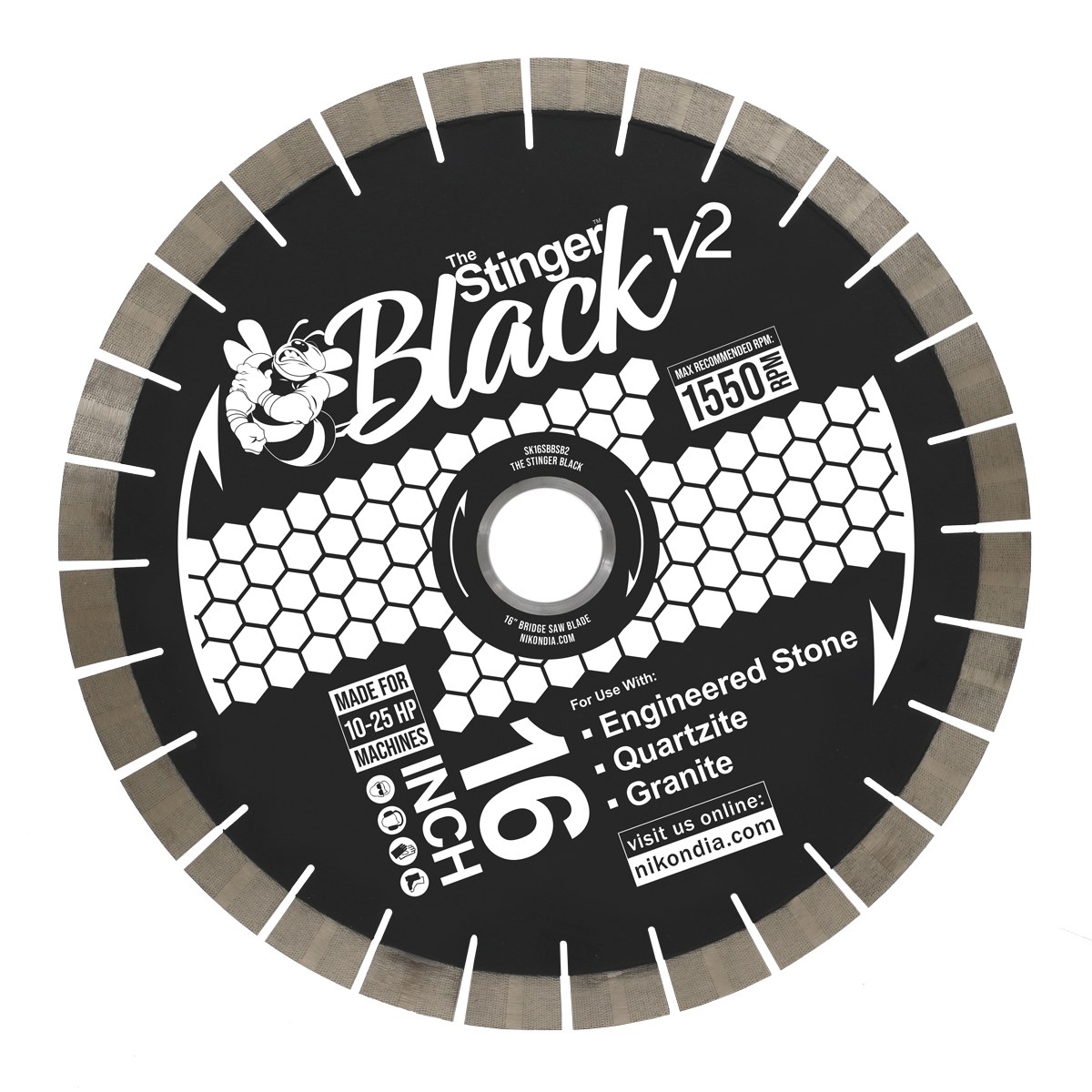 Elite V2 Bridge Saw Blade — 25 mm Patterned Segment